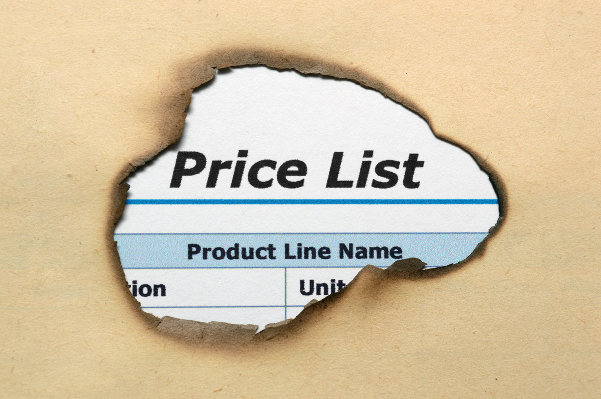 Price list on paper hole